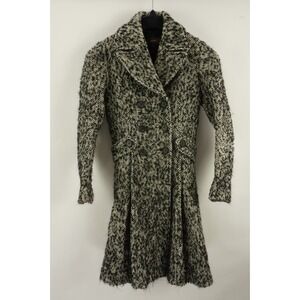 REISS Wool & Alpaca Tweed Women's Small Double Breasted White Black‎ Belted Coat